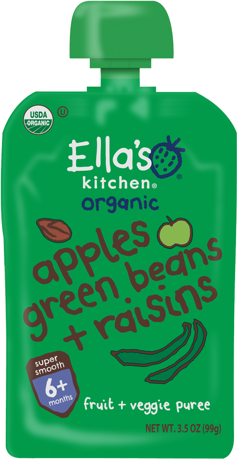 Apples Green Beans Raisins - Ella's Kitchen Pears Peas Broccoli (533x1000), Png Download