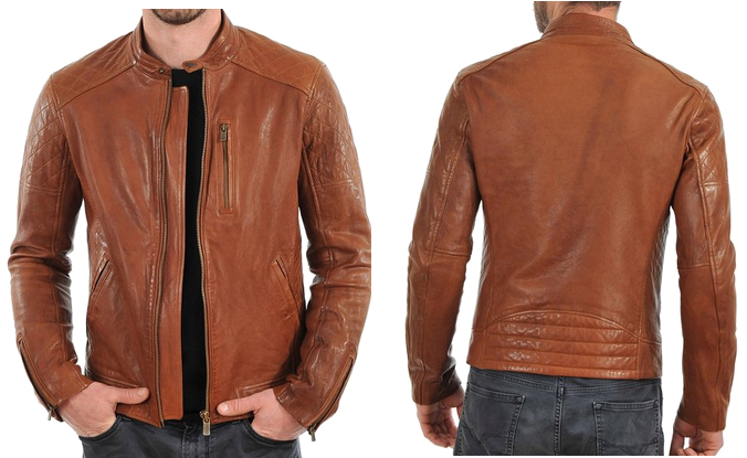 Motorcycle Leather Jacket Png Image - Brown Leather Jacket Men Motorcycle (705x426), Png Download