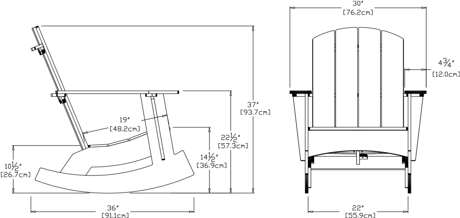 Adirondack Rocking Chair Luxury Adirondack Rocking - Diagram (1024x577), Png Download