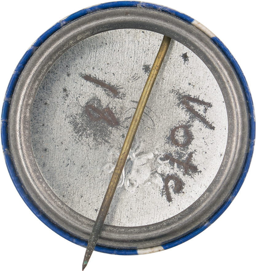 Blue Over Red Lines Vote Button Back Art Button Museum - Wall Clock (1000x969), Png Download