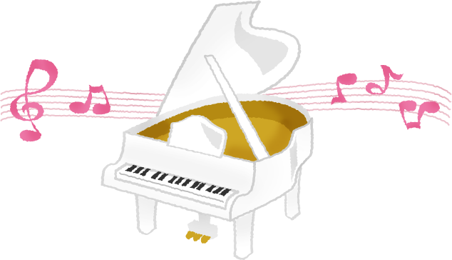 White Piano With Music Notes - ここ なっちゃん 怖い 話 (634x364), Png Download