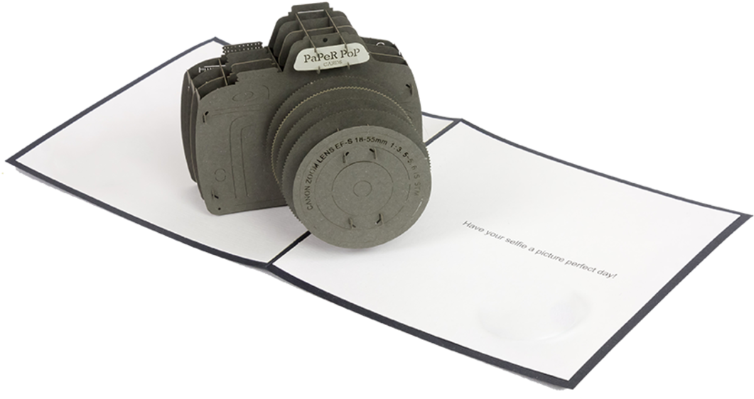 Slr Camera With Picture Frame - Camera Pop Up Card Template (1280x720), Png Download