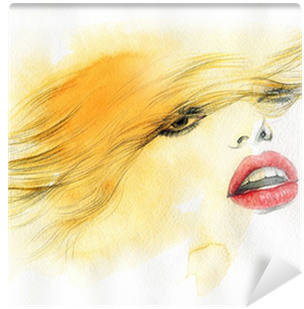 Beautiful Woman Face - Poster: Ismagilova's Beautiful Woman Face. Watercolor (400x400), Png Download