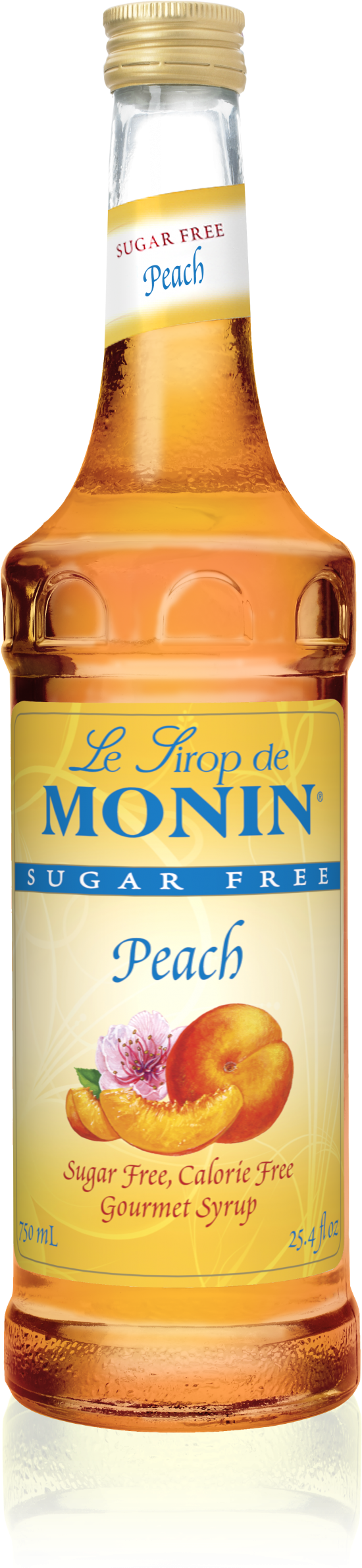 750 Ml Sugar Free Peach Syrup - Monin 750 Ml Sugar Free Peach Flavoring / Fruit Syrup (1193x2386), Png Download