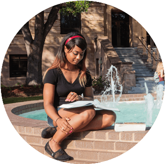 College Student Studying At The H2o Fountain, Near - Tamu Chemistry Building (350x350), Png Download