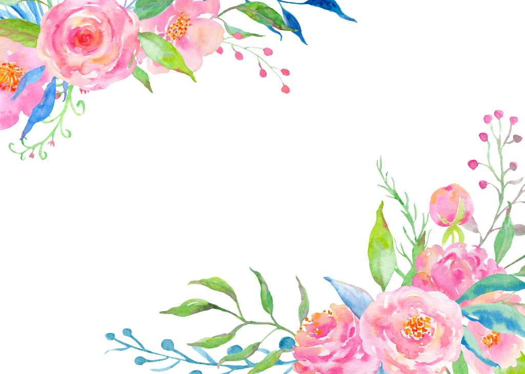Lush Blooming Flower Cartoon Transparent - Aquarellrosa Blumenmuster Mit Streifen Grußkarte (1024x731), Png Download