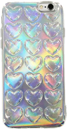 Itgirl Shop Holographic Layer Transparent Hearts Case - Aesthetic Phone Case Png (460x460), Png Download
