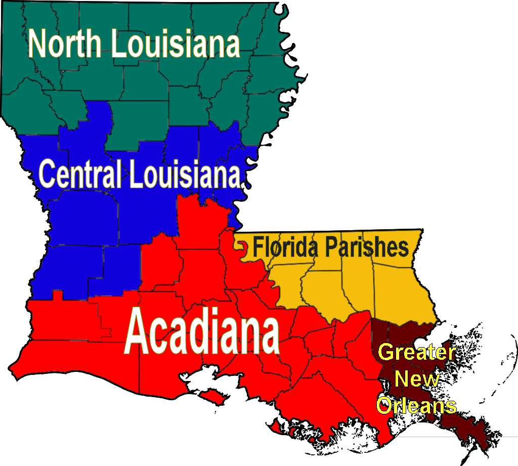 Louisiana Regions Map (1024x921), Png Download