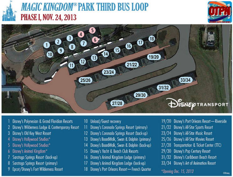 New Magic Kingdom Bus Loop Opening And Information - Hollywood Studios Bus Stop Map (743x565), Png Download