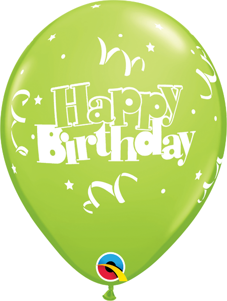 11" Birthday Streamers & Stars Latex Balloons - Loftus Q1-1952 11" Birthday Streamers Stars Around (453x600), Png Download