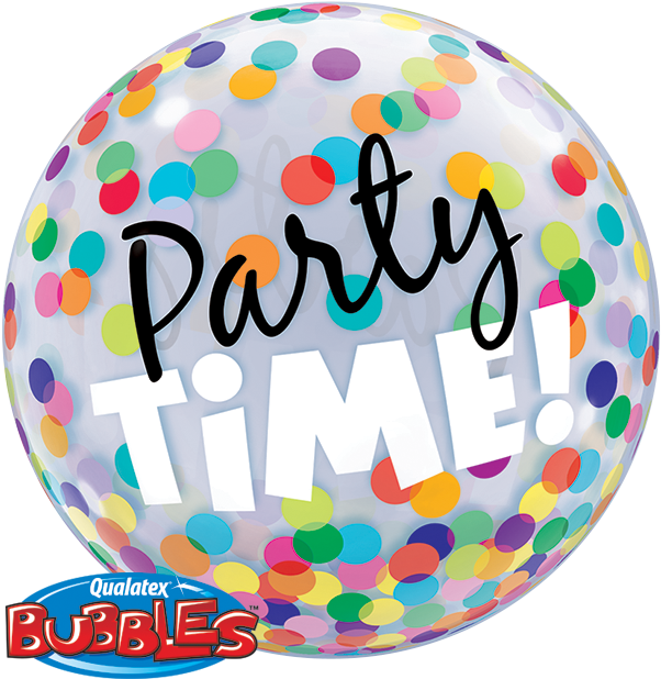 Party Time Bubble Balloon - Party Balloons And Confetti Png (480x477), Png Download