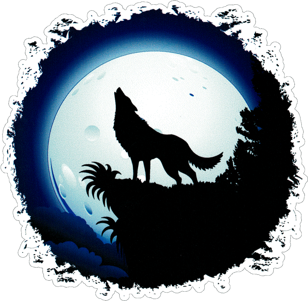 Full Moon Wolf - Wolf Howling Easy Drawing (1000x968), Png Download