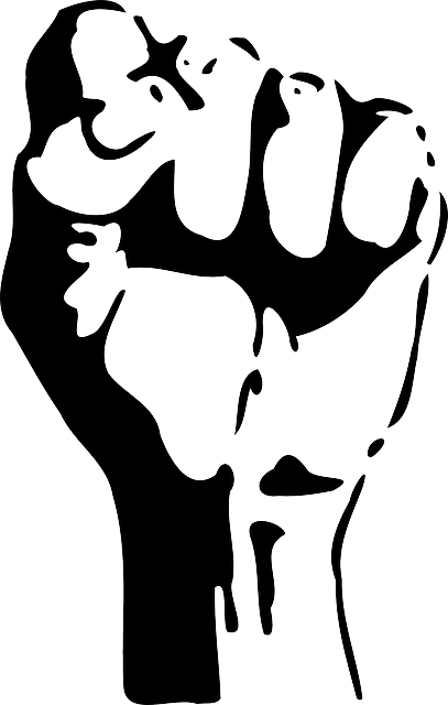 Black, Part, Two, Outline, Symbol, Hand, Silhouette - Raised Fist (407x640), Png Download