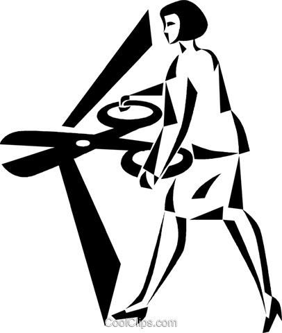 Businesswoman Cutting A Ribbon Royalty Free Vector (406x480), Png Download