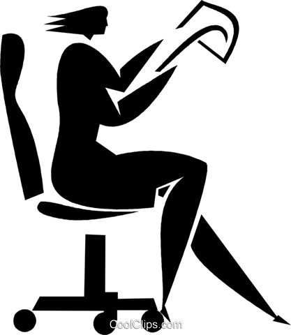 Businesswoman Sitting In A Chair Royalty Free Vector - Illustration (417x480), Png Download