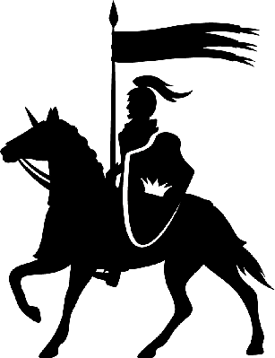 Horse Clipart Swimming - Knight Black Silhouette (307x399), Png Download