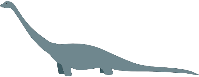 Blue, Silhouette, Dinosaur, Long, Neck, Tail, Reptile - Dinosaur With Long Tail (640x320), Png Download