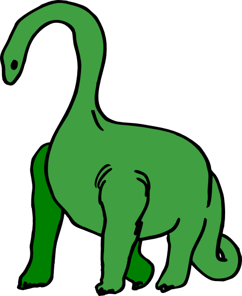 Green Long Necked Dinosaur Clip Art At Clker - Long Neck Dinosaur Clipart (486x595), Png Download