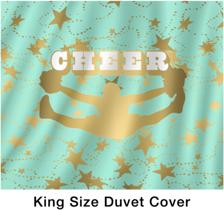 Cheer Silhouette With Stars In Gold And Mint Duvet - Juvenile Diabetes Research Foundation (480x480), Png Download