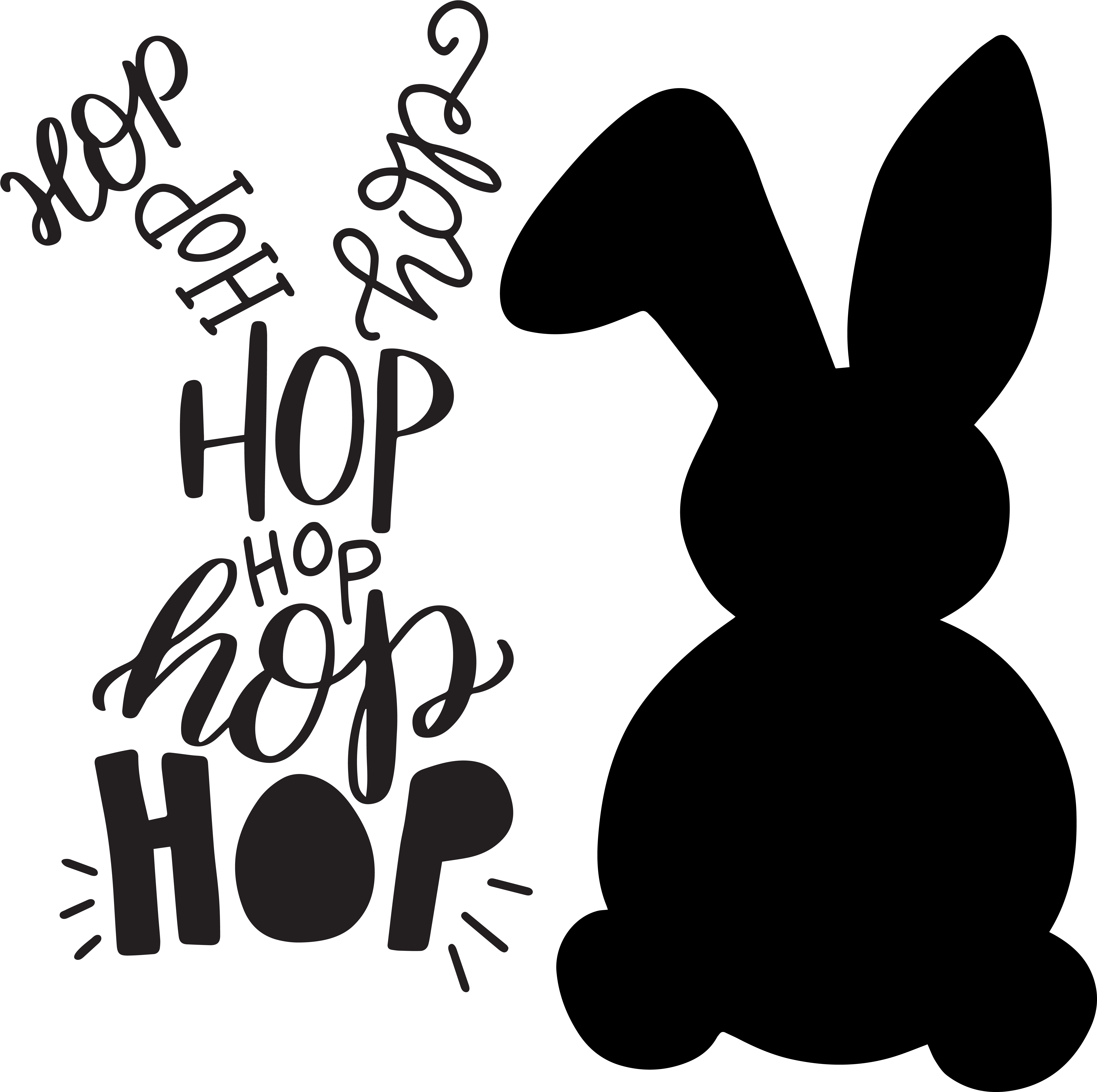 Easter Bunny Silhouette Png Graphic Library Stock - Clip Art (6251x6250), Png Download