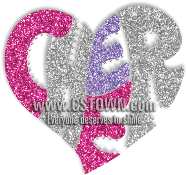 Heart Silhouette Cheer Iron On Glitter Transfer - Cheerleading (416x416), Png Download