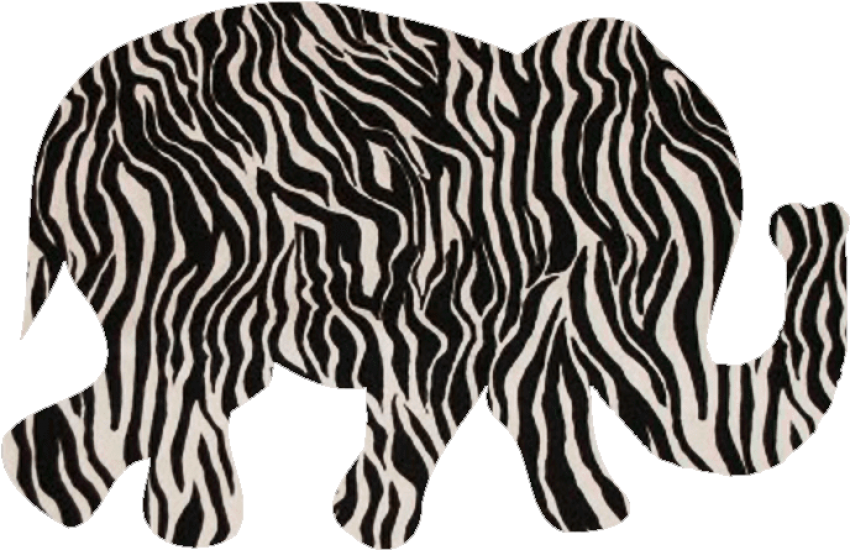 Elephants Silhouettes - Black And White Pattern (759x599), Png Download