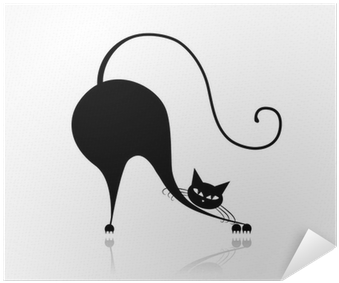 Funny Big Cat Silhouette For Your Design Poster • Pixers® - Black Cat Silhouette (400x400), Png Download