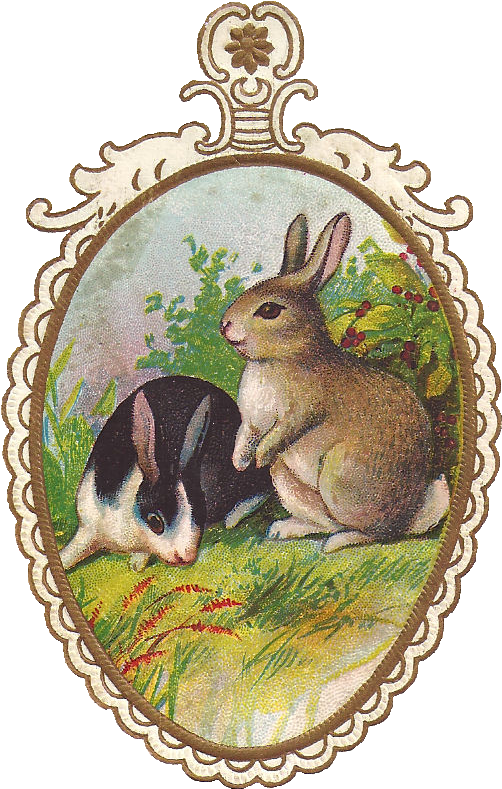 Vintage Clip Art Bunny Silhouette Easter - Glückliche Ostern-kaninchen Grußkarte (622x915), Png Download