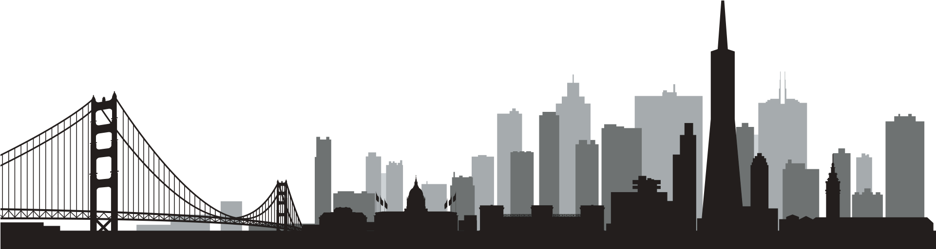 San Francisco Skyline Png Svg Library Download - San Francisco City Skyline Vector (1920x560), Png Download