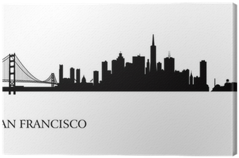 San Francisco City Skyline Silhouette Background Canvas - San Francisco Cityscape Silhouette (400x400), Png Download