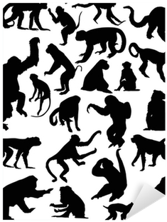 Twenty Two Black Isolated Monkey Silhouettes Sticker - Monkey Silhouette Two (400x400), Png Download