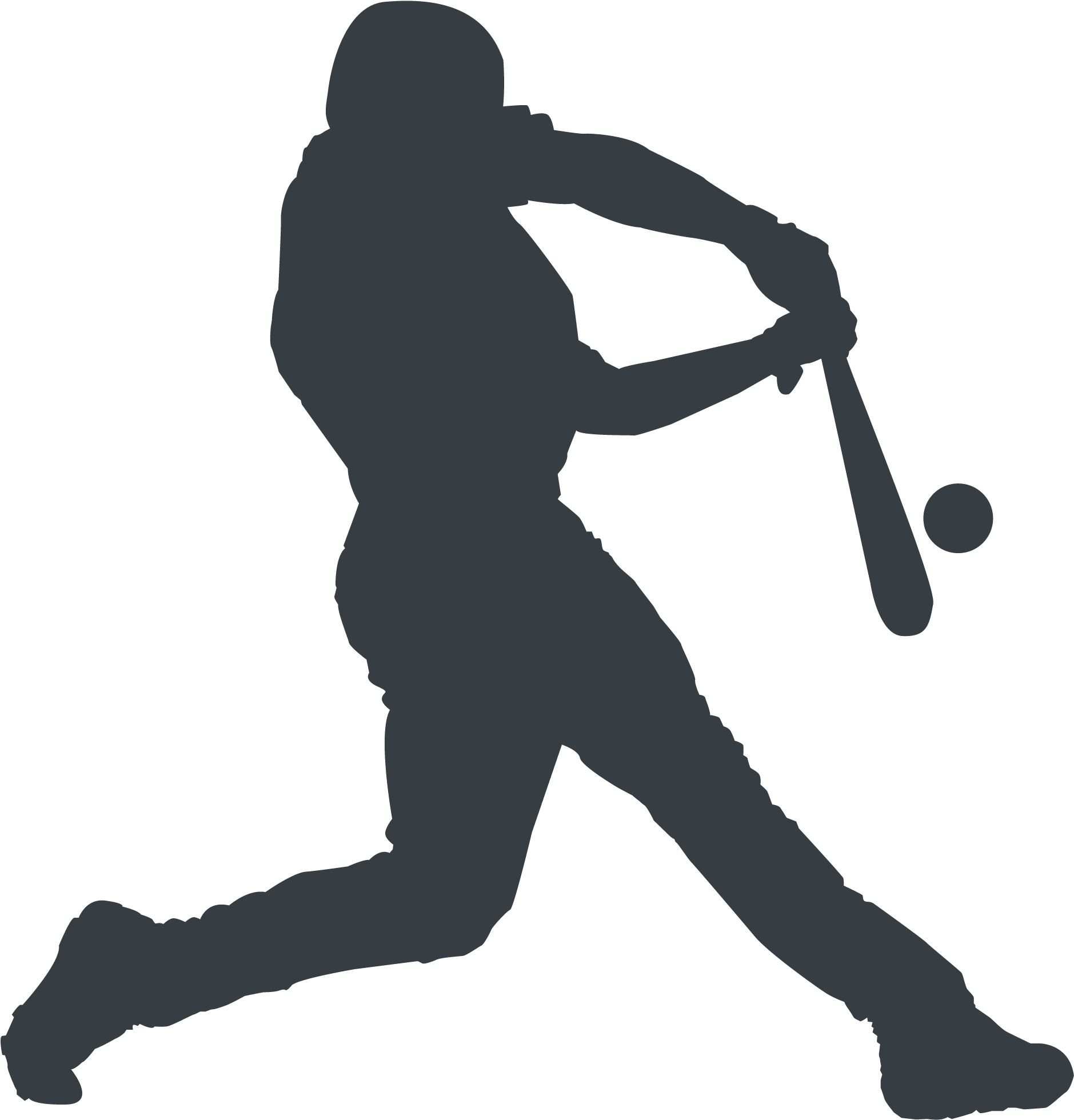 Athlete Silhouette - Baseball (2271x2021), Png Download