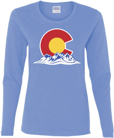 Colorado Mountain Silhouette Ladies' Cotton Long Sleeve - Shirt (480x480), Png Download