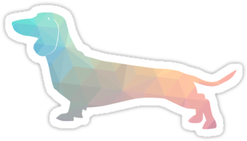 Dachshund Dog Colorful Geometric Pattern Silhouette - Dachshunds Stickers (375x360), Png Download