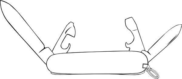 Swiss Army Knife Silhouette (600x263), Png Download