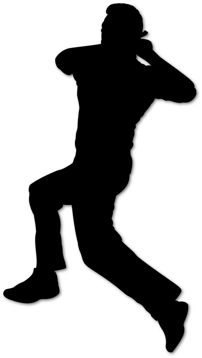 Cricket Bowler Silhouette Black - Cricket Bowling Clip Art (677x1196), Png Download