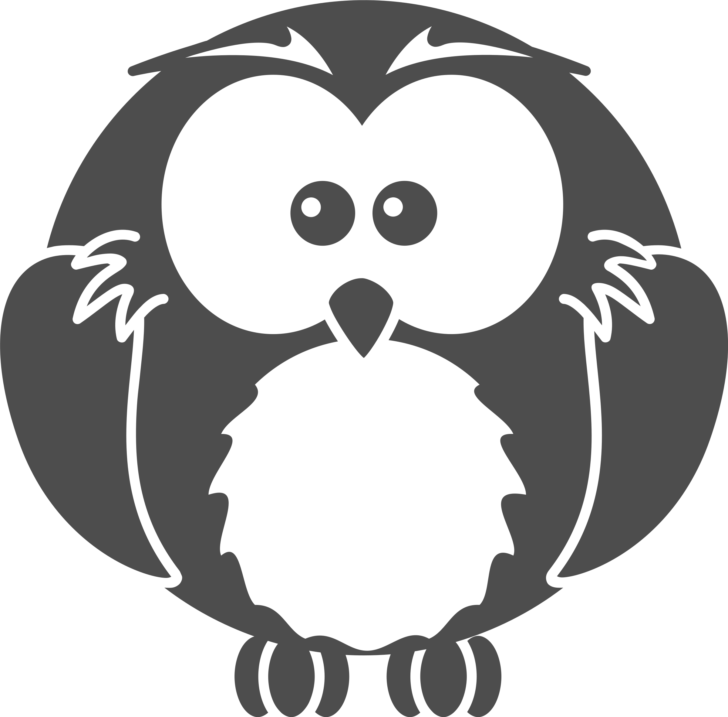 Owl Silhouette Png - Black And White Cute Owl Clipart (2400x2361), Png Download