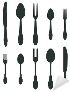 Silhouettes Of Spoon, Fork And Knife-vector Sticker - Still Life Photography (400x400), Png Download