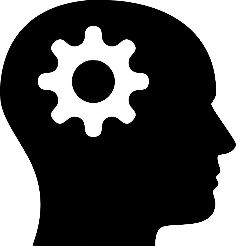 Gear Head Comments - Thinking Clipart Black Background (940x980), Png Download