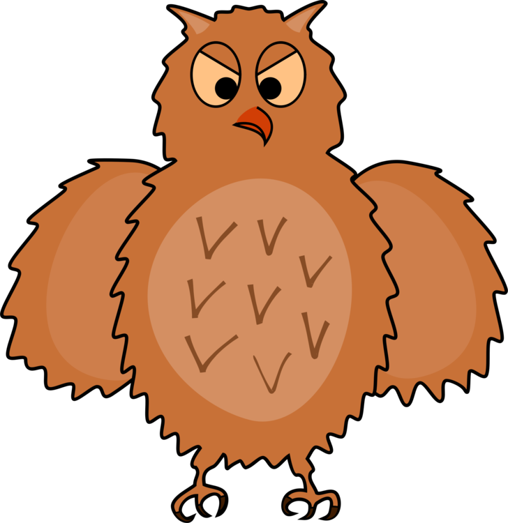 Black And White Owl Drawing Silhouette Email - Bird Cartoons Front Side View (728x750), Png Download