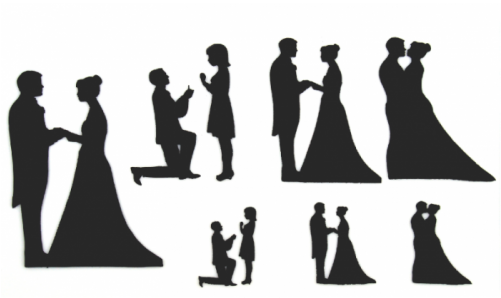 Patchwork Cutters Wedding Silhouette Set (500x500), Png Download