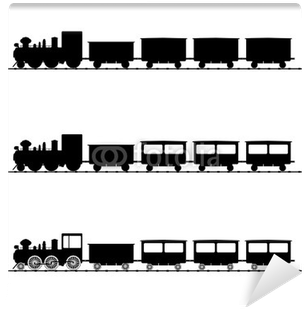 Train Vector Illustration Black Silhouette Wall Mural - Black And White Train Clipart (400x400), Png Download
