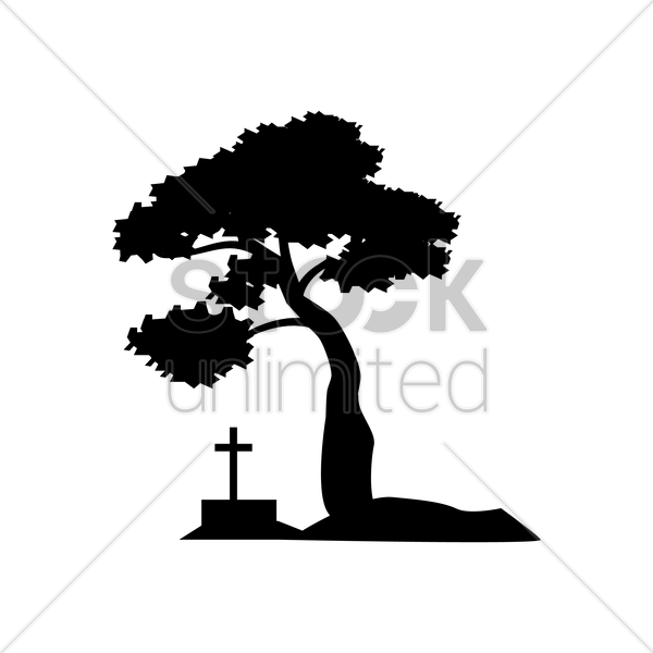 Funeral Silhouette Clipart - Headstone Silhouette (600x600), Png Download