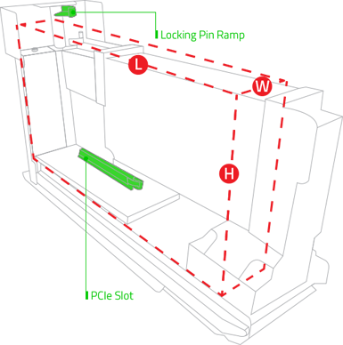 Razer Core V2 Max Inner Dimensions - Diagram (385x388), Png Download