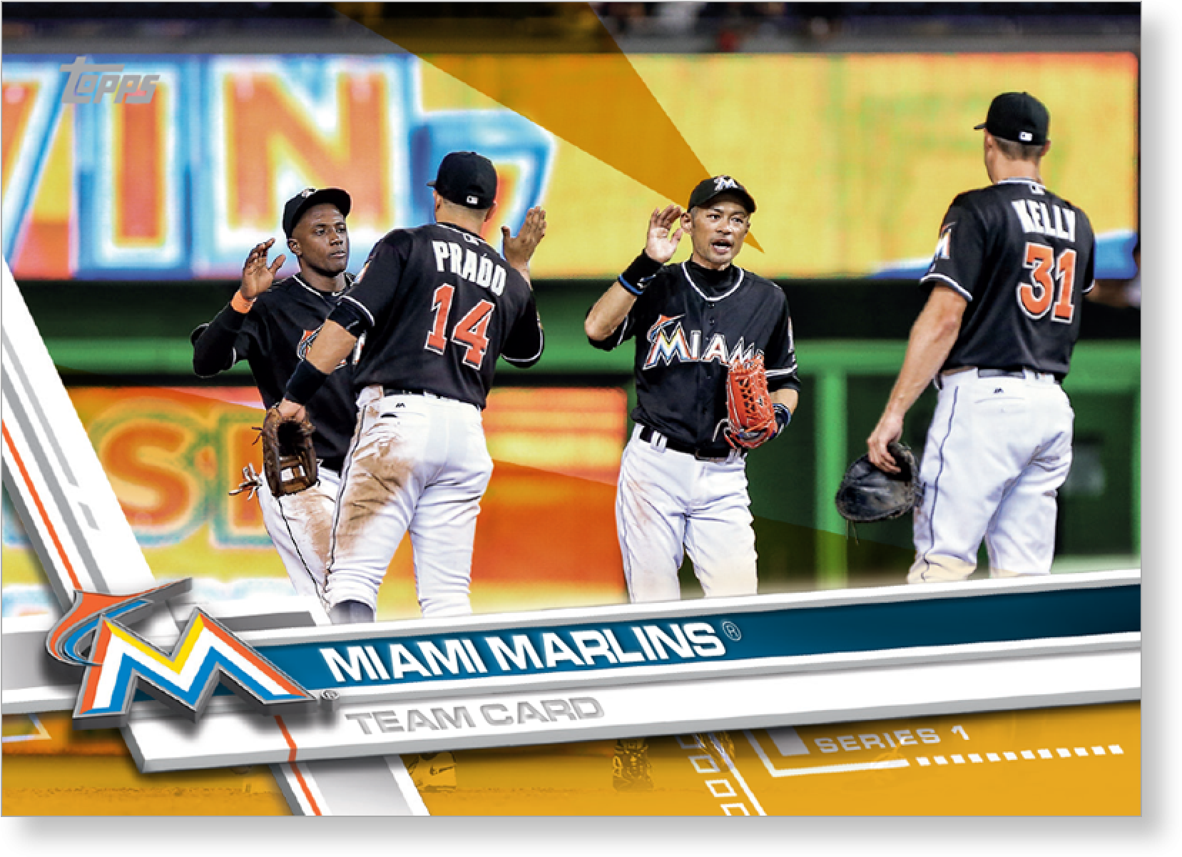 Miami Marlins 2017 Topps Baseball Series 1 Team Cards - Miami Marlins (2000x2000), Png Download