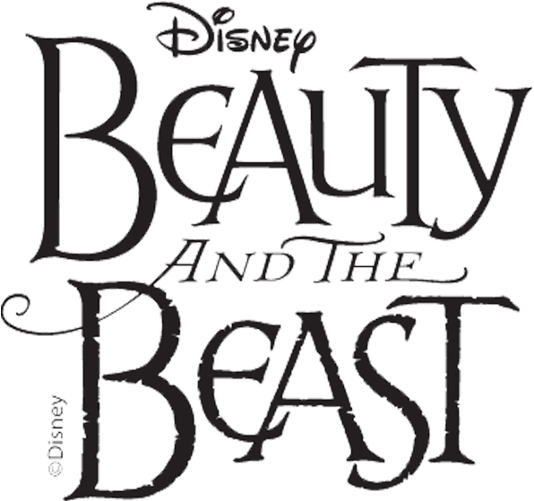 Beauty And The Beast Title Black On White Orange County - Beauty And The Beast Musical Png (619x591), Png Download