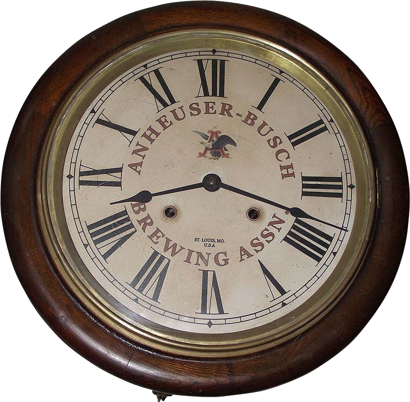 Historic "anheuser-busch*brewing Association" Advertising - Clock (840x840), Png Download