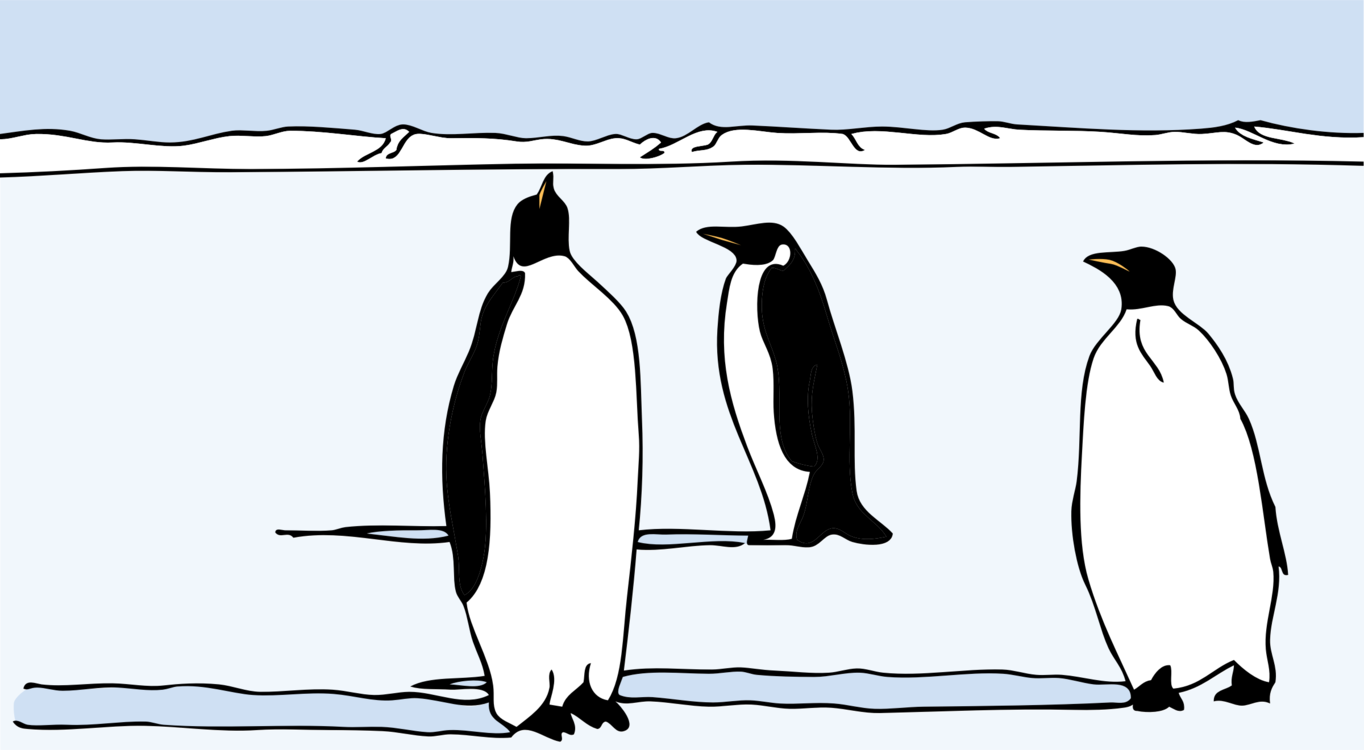 Penguin Drawing Graphic Arts Silhouette - Penguins On Ice Clipart (1364x750), Png Download