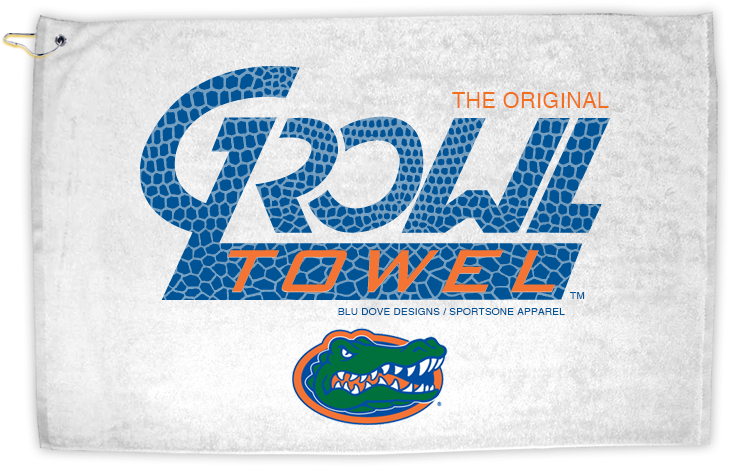 White Growl Towel With Blue Print - Florida Gators Face Tattoos 4ct (761x475), Png Download