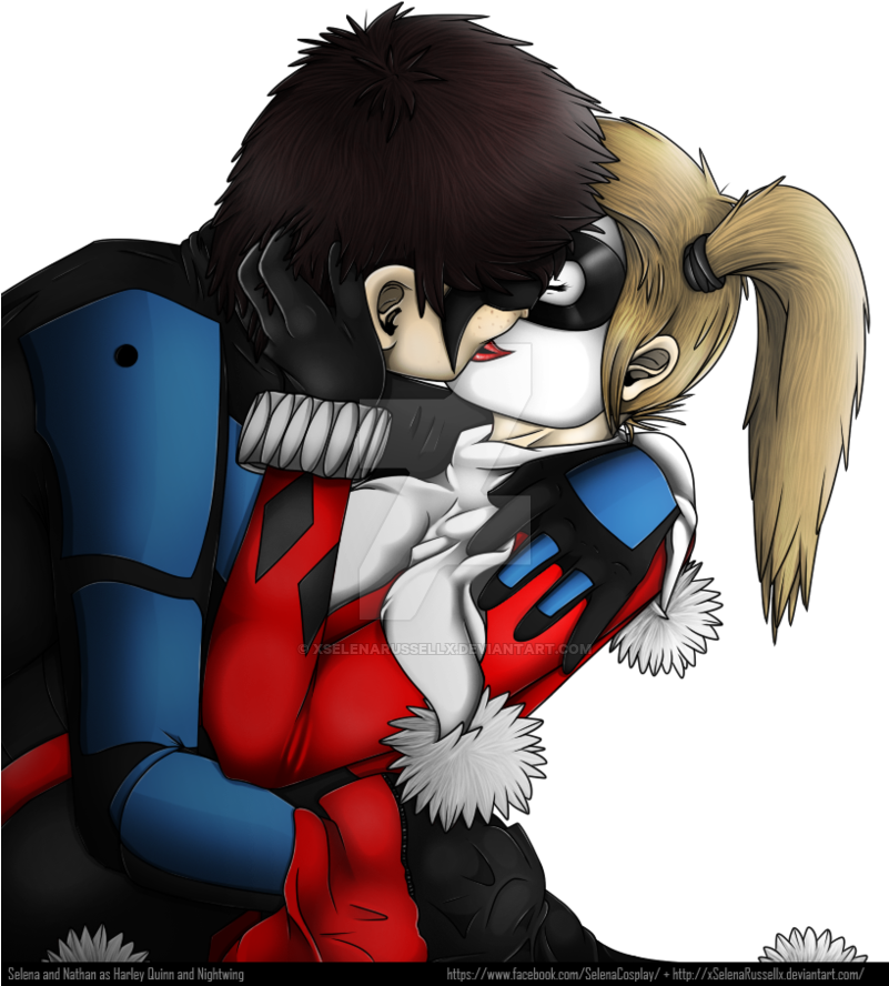 Harley Quinn And Nightwing W/ Speedpaint By Xselenarussellx - Nightwing Y Harley Quinn (800x907), Png Download